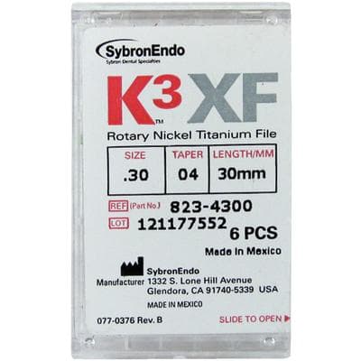 Kerr K3 XF NiTi Rotary Files, #30 Tip, .04 Taper, 30mm, Blue, 6/Pk, 823-4300 thumbnail 14