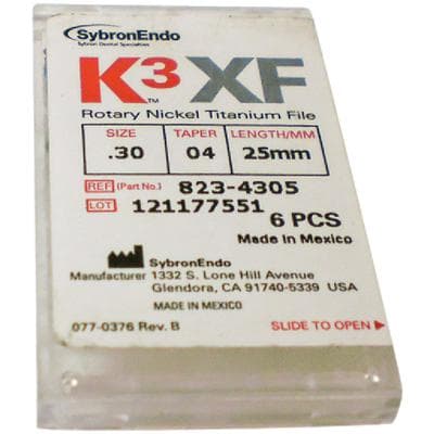 K3XF NiTi Rotary Files, 25 mm, .04 Taper, #30, Blue, 6/Pk, 823-4305 thumbnail 17