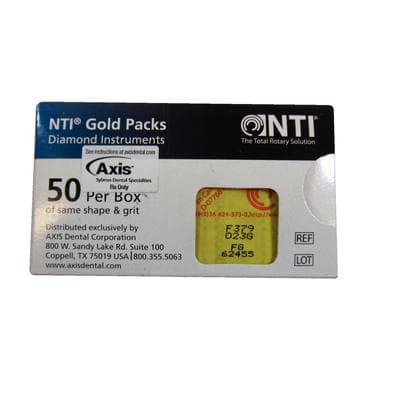 NTI Gold Pack FG Diamond Bur, Fine, Football, #379-023, 2.3 mm x 4.5 mm, 50/Pkg, F379-023G thumbnail 7