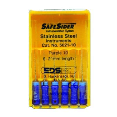 SafeSiders Endodontic Hand Reamers, 21 mm, 0.02 Taper, Size #10, Purple, Stainless Steel, 6/Pkg, 5021-10 thumbnail 15