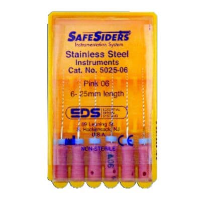 SafeSiders Endodontic Reamers, Stainless Steel, 25mm, .02 Taper, Size #06, Pink, 6/Pkg, 5025-06 thumbnail 12