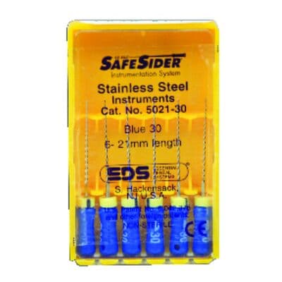 SafeSiders Endodontic Hand Reamers, 21 mm, 0.02 Taper, Size #30, Blue, Stainless Steel, 6/Pkg, 5021-30 thumbnail 12