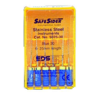 SafeSiders Endodontic Reamers, Stainless Steel, 25mm, .02 Taper, Size #30, Blue, 6/Pkg, 5025-30 thumbnail 14
