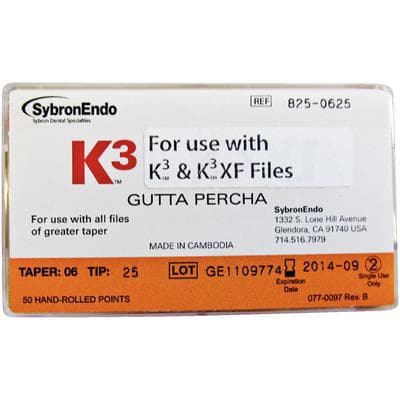 K3/K3XF Gutta Percha Points, 0.06 Taper, #25, Red, 50/Pk, 825-0625 thumbnail 16