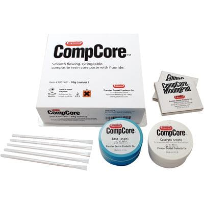 Premier CompCore Composite Core Build-Up Material with Fluoride, Natural, 50 g Economy Kit (25 g Base + 25 g Catalyst), 3001404 thumbnail 18