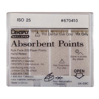 Dentsply Maillefer Absorbent Paper Points, ISO #25, 0.02 Taper, Hand-Rolled, Bulk Pack of 200, 670410 thumbnail 6