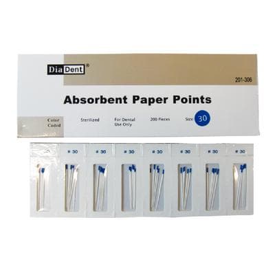 DiaDent Absorbent Paper Points #30, Non-Marked, .02 Taper, Cell Pack, 200/Box thumbnail 11
