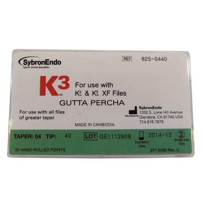 K3/K3XF Gutta Percha Points, 0.04 Taper, Size #40, Black, 50/Pk, 825-0440 thumbnail 17