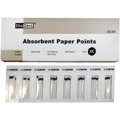 Diadent Absorbent Paper Points, X-Coarse (Black), Non-Marked, .02 Taper, Cell Pack, 200/Pk, 202-306 thumbnail 15