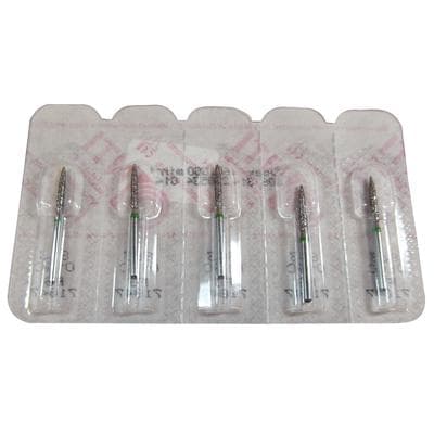 NTI Diamond Bur, Friction Grip (FG), Coarse, Flame, #863-014 / C863-014, 1.4 mm Diameter, 10.0 mm Length, Green Ring, 5/Pk thumbnail 7