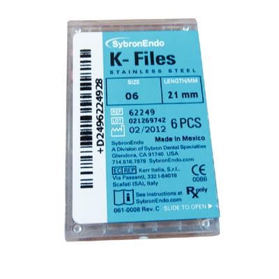Kerr SybronEndo K-Files, Stainless Steel, 21 mm, #06, Pink, 6/Pk, 62249 thumbnail 24