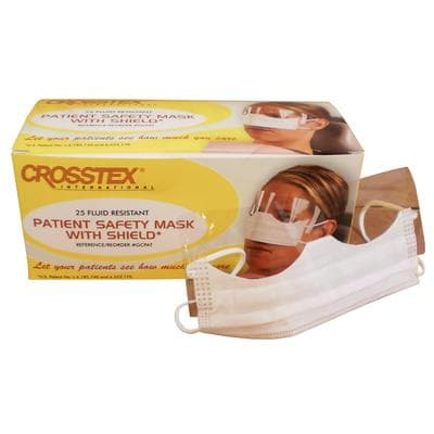 Crosstex Patient Safety Mask with Clear Shield, White, Fluid Resistant, Latex-Free, One Size Fits Most, 25/Box, GCPAT thumbnail 9