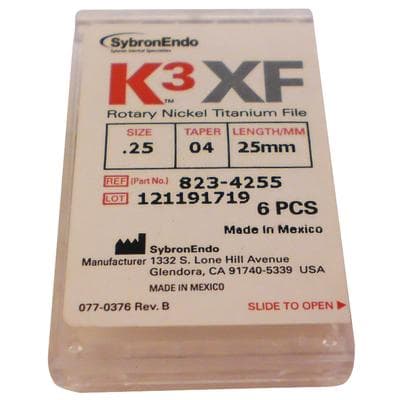 K3XF NiTi Rotary Files, .04 Taper, #25, 25 mm, Red, 6/Pk, 823-4255 thumbnail 17