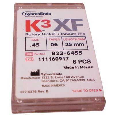Kerr K3 XF NiTi Rotary File, #45, .06 Taper, 25mm, White, 6/Pk, 823-6455 thumbnail 9