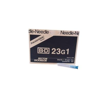 BD PrecisionGlide Hypodermic Needle, 23 Gauge x 1", Regular Bevel, Sterile, Turquoise, Low Dead Space, 100/Box, 305145 thumbnail 3