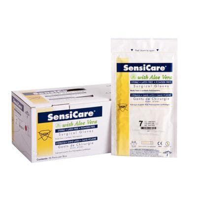 SensiCare® Surgical Gloves with Aloe, Powder Free, Sterile, Latex Free Polyisoprene, White, Size 5.5, 25 Pairs/Box thumbnail 2