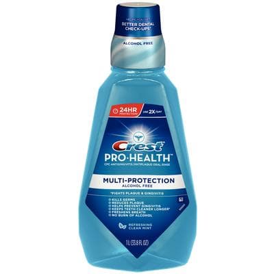 Crest Pro-Health Multi-Protection Mouthwash, Clean Mint, Alcohol Free, 1 L Bottle, 6/Case, 80325110 thumbnail 8