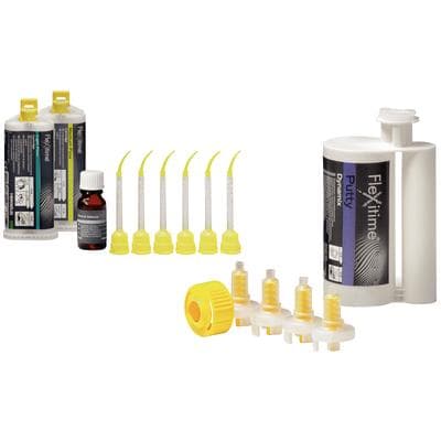 Flexitime Dynamix VPS Impression Material Putty Trial Kit, 380 mL Putty, Light & Medium Flow Cartridges, Universal Adhesive, Kulzer thumbnail 5