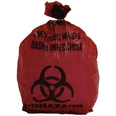 Red Biohazard Bags, 1 Gallon, 10-3/4" x 13-3/4", 1.5 mil, 20 Bags/Roll, 10 Rolls/Box, 200/Box thumbnail 2