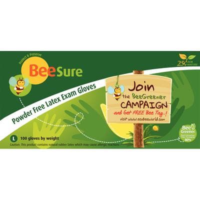 Beesure Latex Exam Gloves, Powder-Free, Non-Sterile, Large, White, 100/Box, BE2818 thumbnail 12