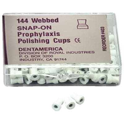 Dentamerica Disposable Prophy Cups, Snap-On, 6-Webbed, Medium-Soft, White, 144/Pk, #403 thumbnail 15