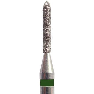 Meisinger Single-Use Sterile Diamond Bur, FG, Torpedo (Modified Beveled Cylinder), #1800.8C, 1.2 mm Diameter, 8.0 mm Length, Coarse, Green, 25/Pk thumbnail 6