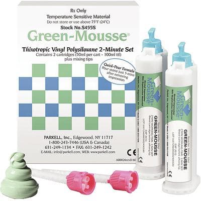 Green-Mousse VPS Bite Registration Material, Classic 2-Minute Set, Scent-Free, Automix Split Cartridge, 50 ml, 2/Pk, S455S thumbnail 9
