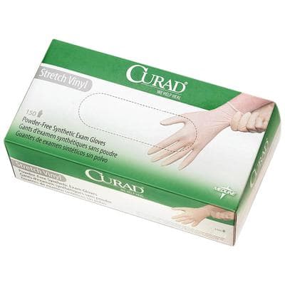 CURAD® Stretch Powder-Free Vinyl Exam Gloves, Large, Clear, Ambidextrous, Non-Sterile, 150/Box, CUR9226 thumbnail 2