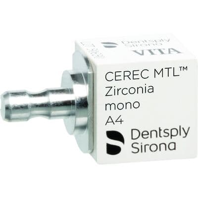 CEREC MTL Zirconia Mono Milling Blocks, Shade A4, 4/Box thumbnail 5