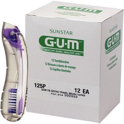 GUM Ortho Travel V-Trim Toothbrush, Soft, Compact, Purple, 12/Box, 125PQA thumbnail 10