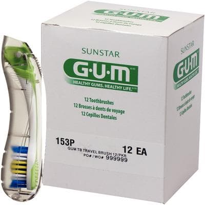 GUM Travel Toothbrush, Regular Soft, Dome Trim, Antibacterial Bristles, with Snap-Lock Cap/Handle, 12/Pack, 153PQA thumbnail 16