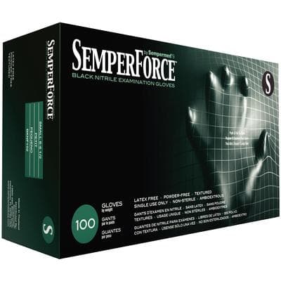 SemperForce® Nitrile Exam Gloves, Powder Free, Non-Sterile, Small, Black, 100/Box, BKNF102 thumbnail 6