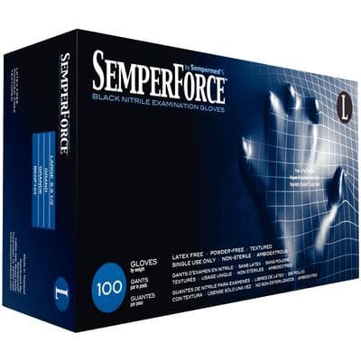 SemperForce® Nitrile Exam Gloves, Powder Free, Non-Sterile, Fingertip Textured, Black, Large, 100/Box thumbnail 5