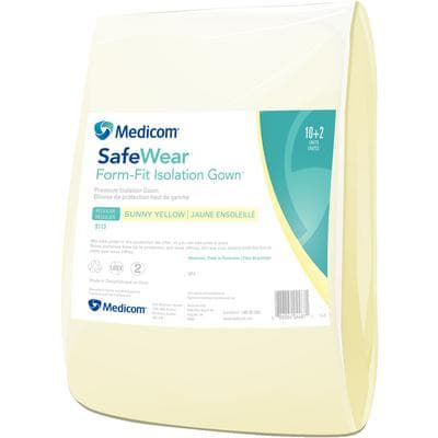 SafeWear Form-Fit Disposable Isolation Gown, Extra Large, Sunny Yellow, Knit Cuffs, 12/Pk, 8113-D thumbnail 11