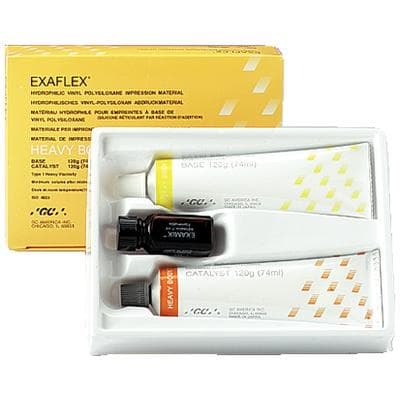 GC America EXAFLEX Heavy Body Hydrophilic VPS Impression Material, Standard Pack, Yellow, 74 mL Base + 74 mL Catalyst, 138201 thumbnail 9