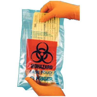 Hager Worldwide Biohazardous Lab Case Shipping Pouch, 6" x 9", Double Pouch with Paperwork Compartment, 100/Box, B4605 thumbnail 7