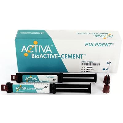 ACTIVA BioActive Cement, Value Pack, A2 Opaque Shade, 2 x 5 mL/7 g Syringes + 40 Automix Tips, VC2A2 thumbnail 25