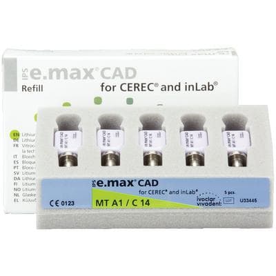 IPS e.max CAD CEREC/inLab MT A1 C14 Lithium Disilicate Milling Blocks, Medium Translucency, Shade A1, 5/Box thumbnail 14