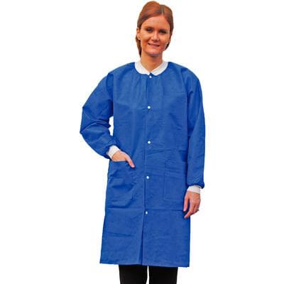 Extra-Safe Knee Length Lab Coats, Royal Blue, Large, 3-Layer SMS, AAMI Level 3, 10/Pk thumbnail 4