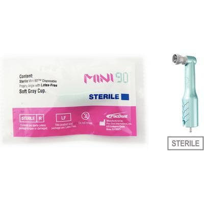 Pac-Dent Mini 90 Sterile Disposable Prophy Angle, 90 Degree, Gray Soft Cup, Turquoise, Latex-Free, 500/Box, S163-90-500 thumbnail 9