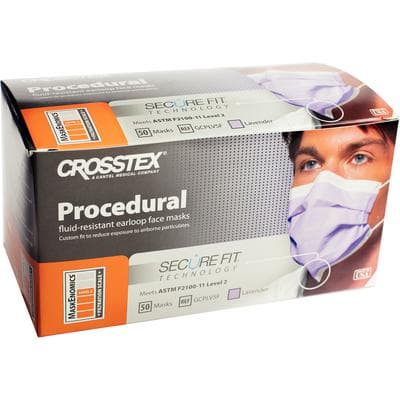 Secure Fit™ Procedure Face Mask, ASTM Level 2, Lavender, Ear Loop, One Size Fits Most, 50/Box, GCPLVSF thumbnail 21