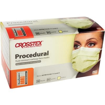 Crosstex Procedural Earloop Face Mask, ASTM Level 2, Fluid Resistant, Yellow, One Size Fits Most, 50/Box, GCPYE thumbnail 22