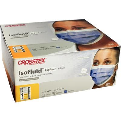 Isofluid FogFree Earloop Surgical Face Mask with Splash Visor, ASTM Level 1, Sapphire, 25/Box, GCIPWS thumbnail 11