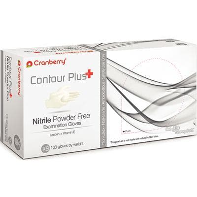 Cranberry Contour Plus Nitrile Exam Gloves, Powder-Free, Latex-Free, White, Extra Small, 100/Box, CR3225 thumbnail 8