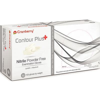 Cranberry Contour Plus Nitrile Exam Gloves, Powder-Free, Latex-Free, Medium, White, 100/Box, CR3227 thumbnail 9