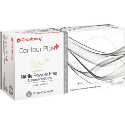 Cranberry Contour Plus Nitrile Exam Gloves, Powder-Free, Latex-Free, Large, White, 100/Box, CR3228 thumbnail 8