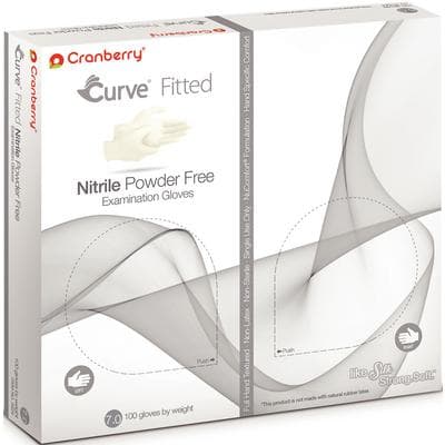 Cranberry Curve Fitted Powder-Free Nitrile Exam Gloves, White, Size 7.0, 100/Box, CR3426 thumbnail 14