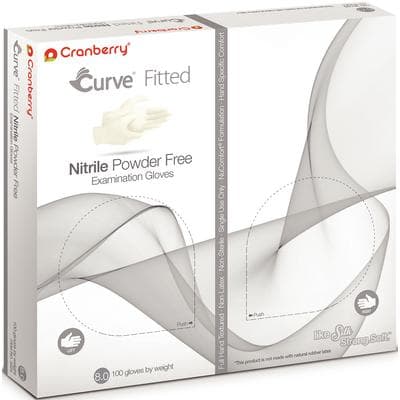 Cranberry Curve Fitted Nitrile Exam Gloves, Powder Free, Non-Sterile, White, Size 8, 100/Box, CR3428 thumbnail 15