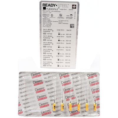 Dentsply Sirona Maillefer READYSTEEL FlexoFile #50 (Yellow), 25mm, Stainless Steel, Sterile, 6/Pk, 6835025 thumbnail 12