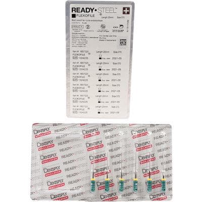 Dentsply Sirona READYSTEEL FlexoFile #70 (Green), 25mm, Stainless Steel, Sterile, 6/Pack, 6837025 thumbnail 11